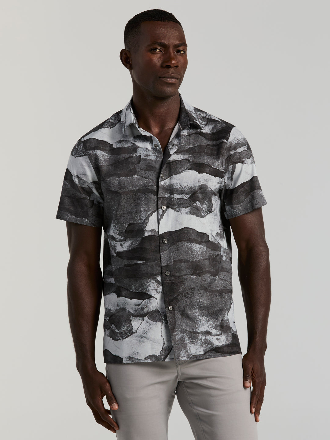 Cotton Abstract Wave Print Shirt