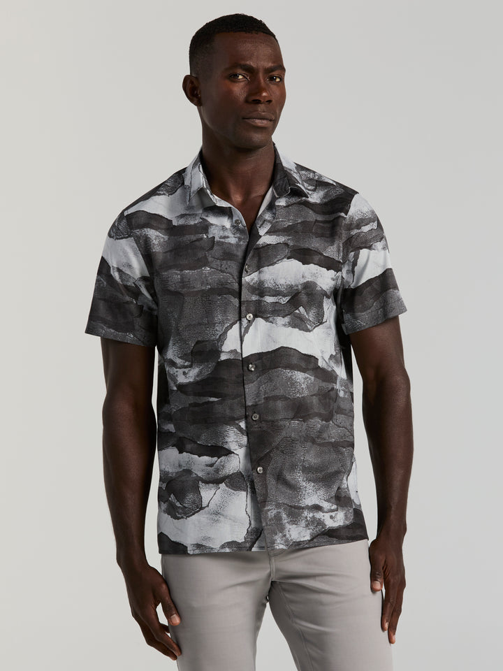 Cotton Abstract Wave Print Shirt