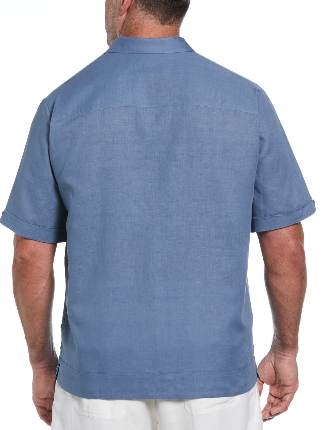 Big & Tall Linen Blend Guayabera Shirt (Captains Blue) 