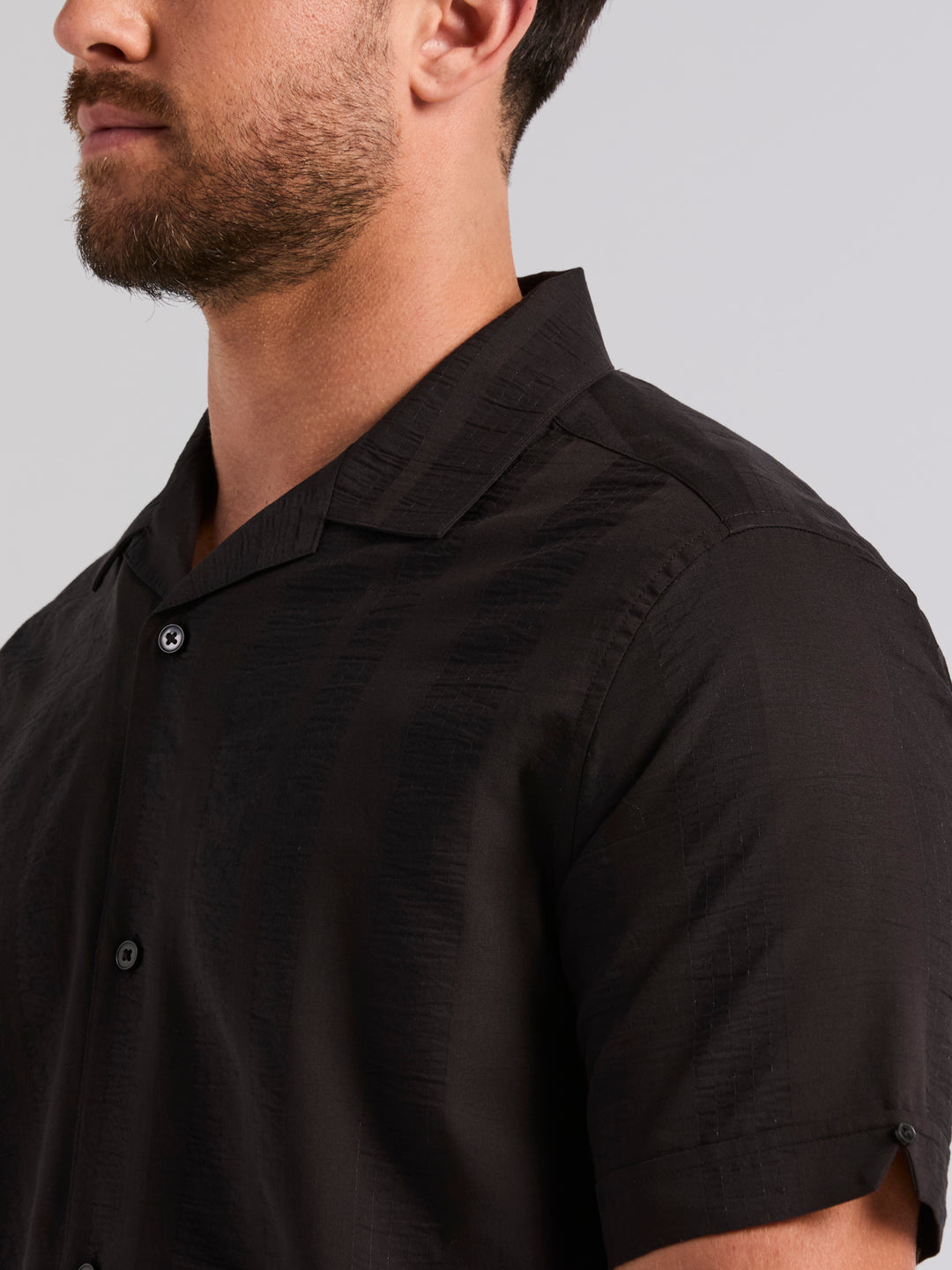 Seersucker Texture Shirt (Jet Black) 
