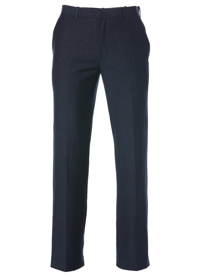 Linen Blend Flat Front Dress Pant (Dress Blues) 