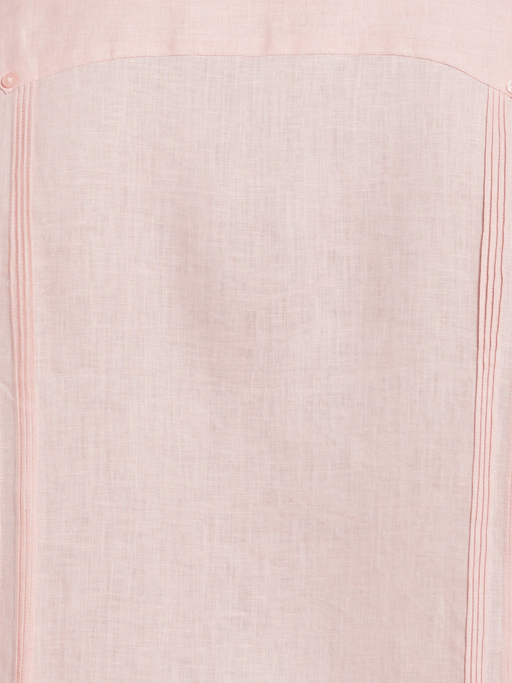 Big & Tall Linen Guayabera Shirt (Silver Pink) 