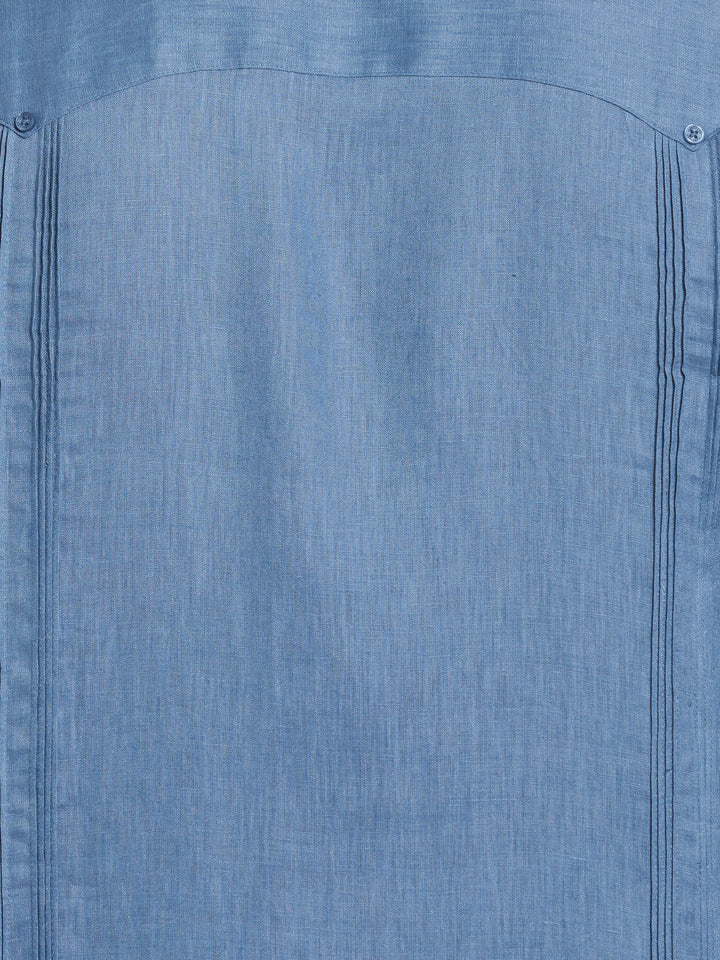Big & Tall Linen Guayabera Shirt (Captains Blue) 