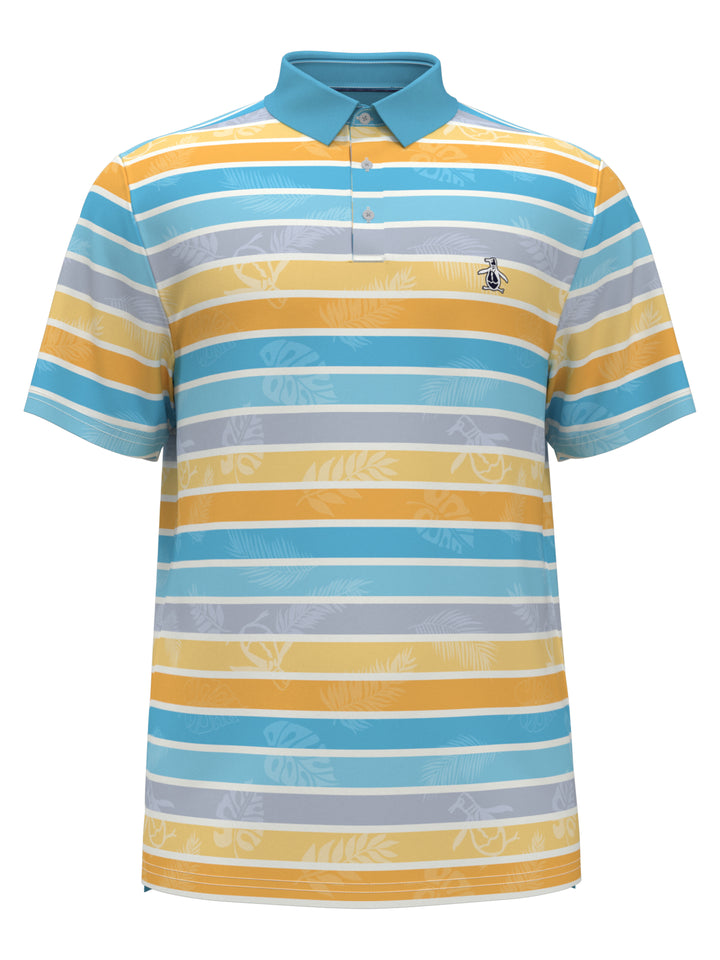 Original Resort Stripe Print Golf Polo (Aquarius) 