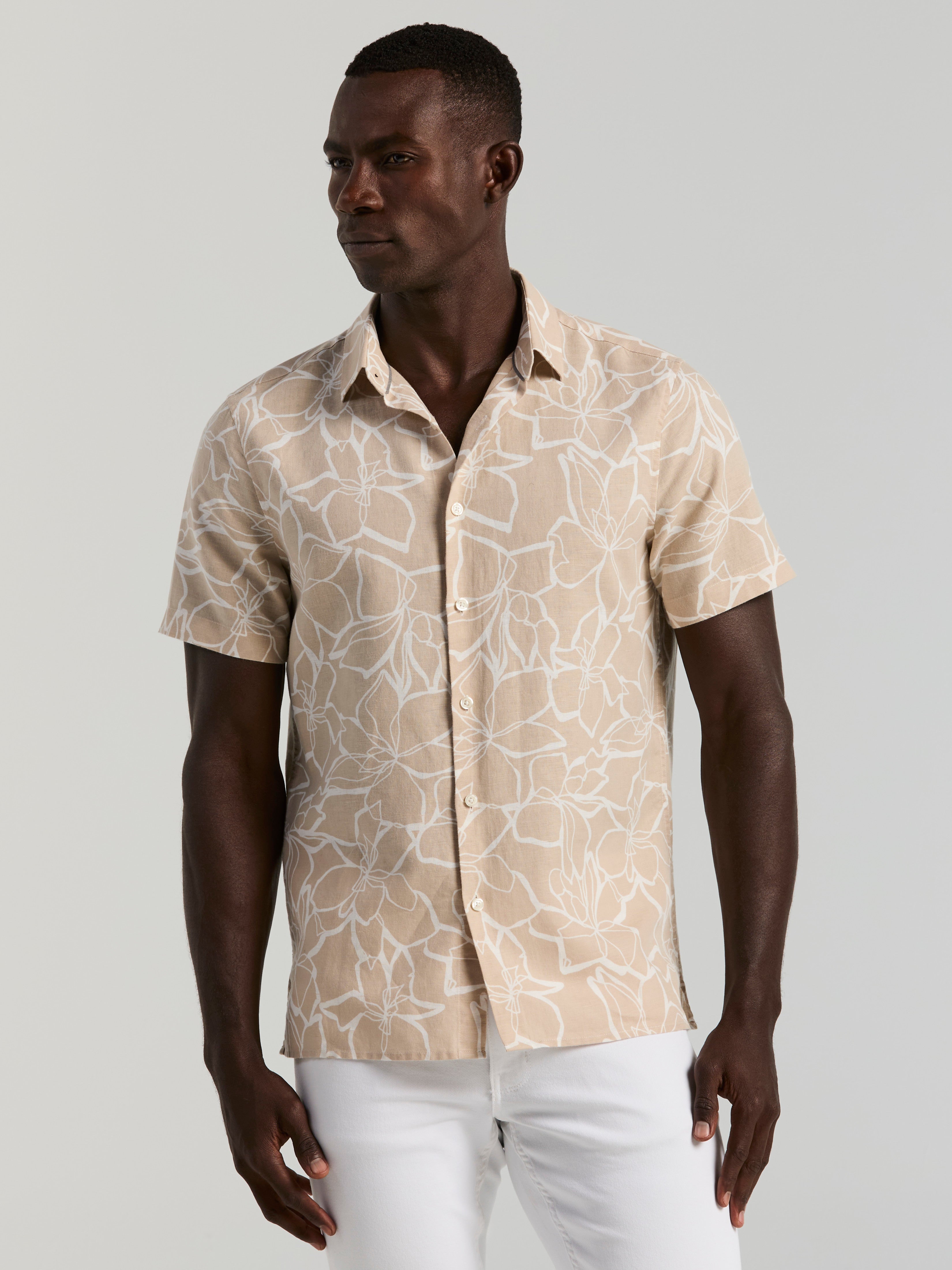 Linen Floral Print Shirt – Perry Ellis
