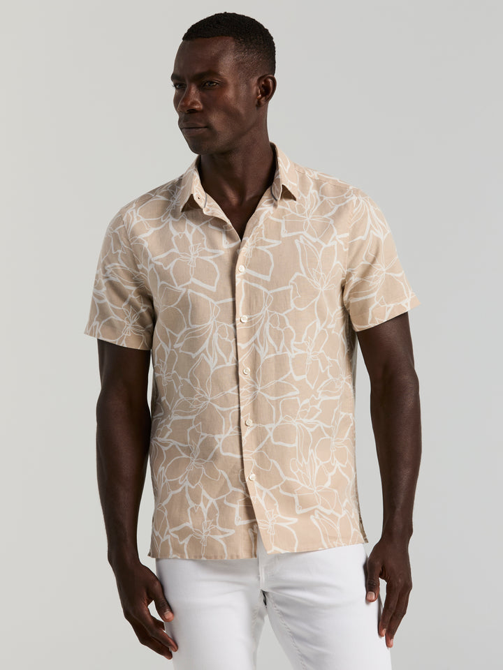 Men's Linen Floral Print Shirt (Island Fossil) 