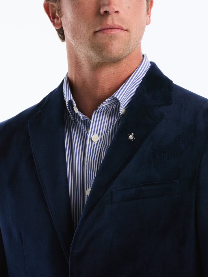 Slim Velvet Dinner Suit Jacket (Dark Sapphire) 