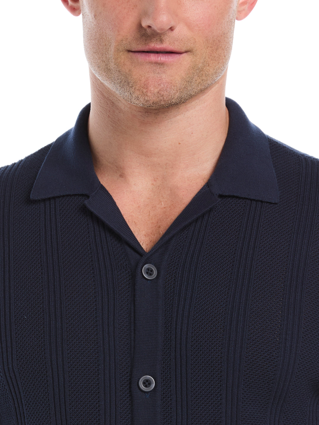 Mesh Stripe Short Sleeve Sweater (Dress Blues) 