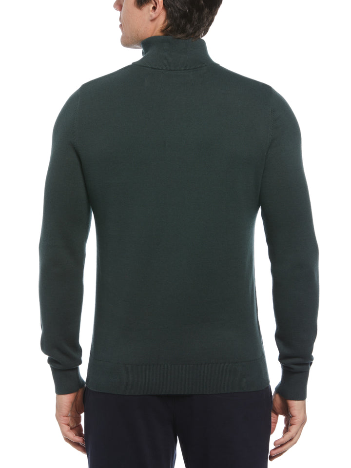 1/4 Zip Cotton Jersey Sweater (Darkest Spruce) 