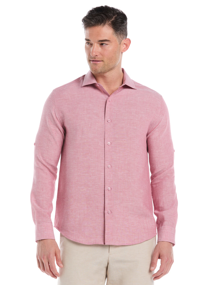 Linen Blend Wrinkle-Resistant Shirt (Mauvewood) 