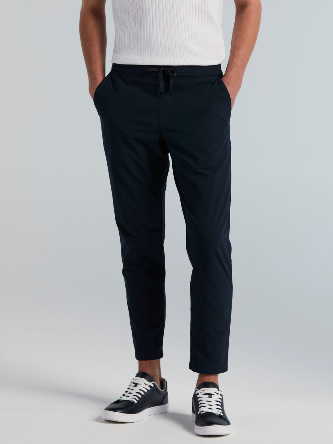 Slim Tapered Tricot Drawstring Pants (Dark Sapphire) 