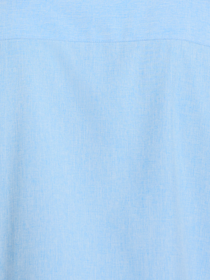 Big & Tall Chambray Geo Embroidery Shirt (Dream Blue) 
