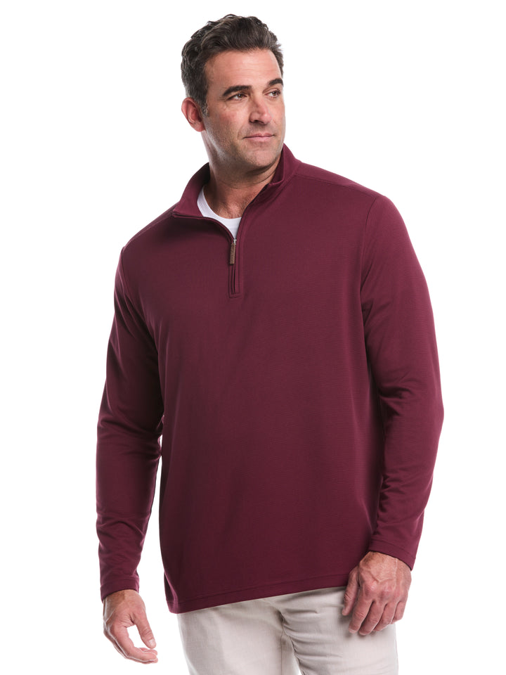 Big & Tall 1/4 Zip Long Sleeve Sweater (Windsor Wine) 