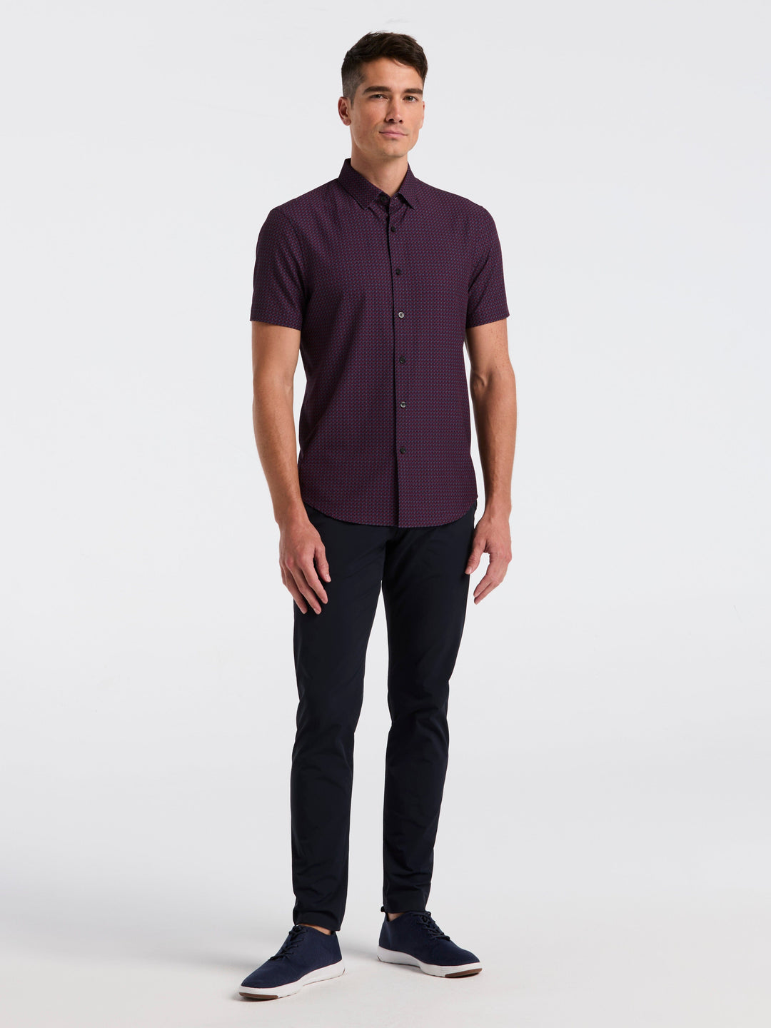 Slim Fit Cube Geometric Print Shirt (Dark Sapphire) 