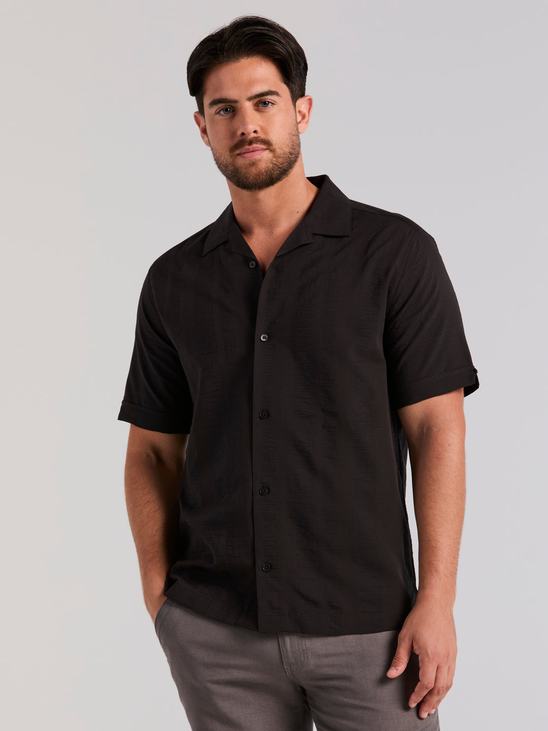 Seersucker Texture Shirt (Jet Black) 