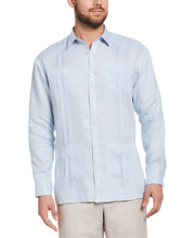 Big and Tall 100% Linen Long Sleeve 4 Pocket Guayabera (Cashmere Blue) 