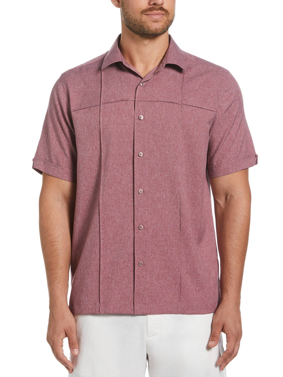 Two-Tone Cross Tuck Chambray Shirt (Hawthorn Rose) 