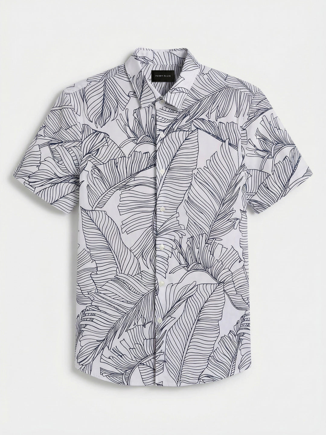 Slim Fit Botanical Print Shirt (Bright White) 