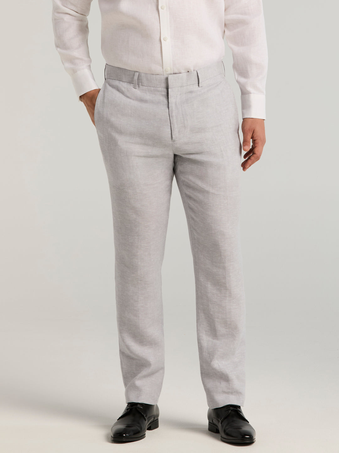 Delave Linen Flat Front Pant (Sleet) 