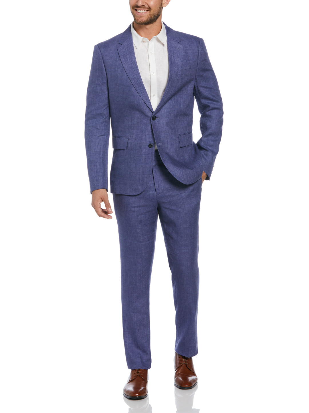 Delave Linen Flat Front Pant (Navy Peony) 