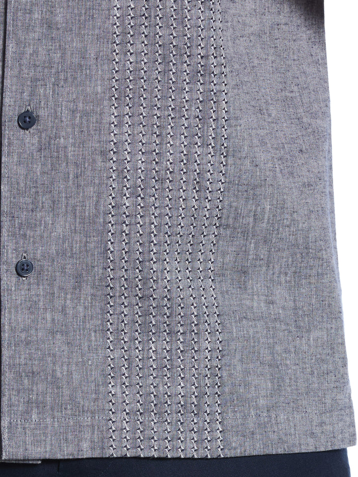 Linen Blend Dobby Panels Shirt (Dress Blues) 