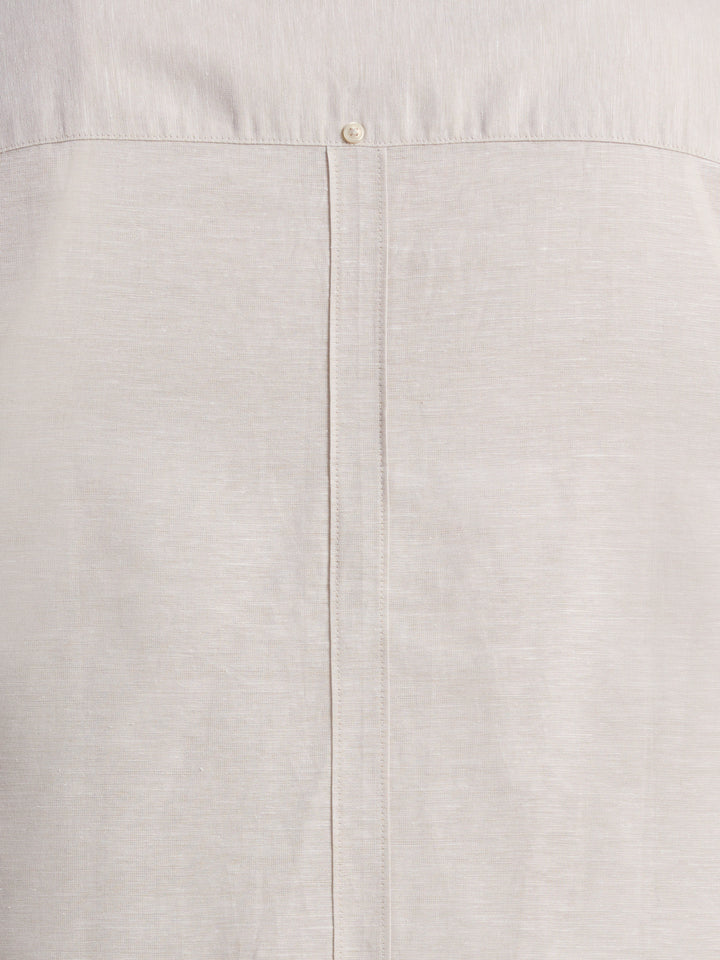 Big & Tall Linen Blend Cross Dye Guayabera Shirt (Silver Lining) 