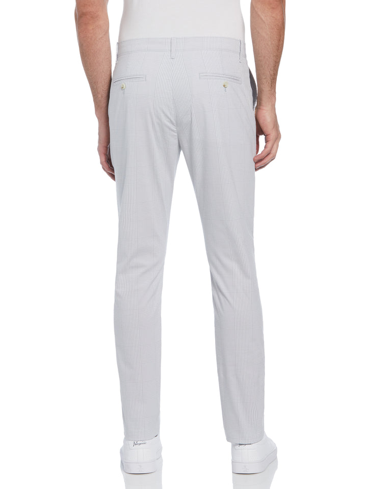 Cotton Blend Slim Fit Plaid Pants (Bright White) 