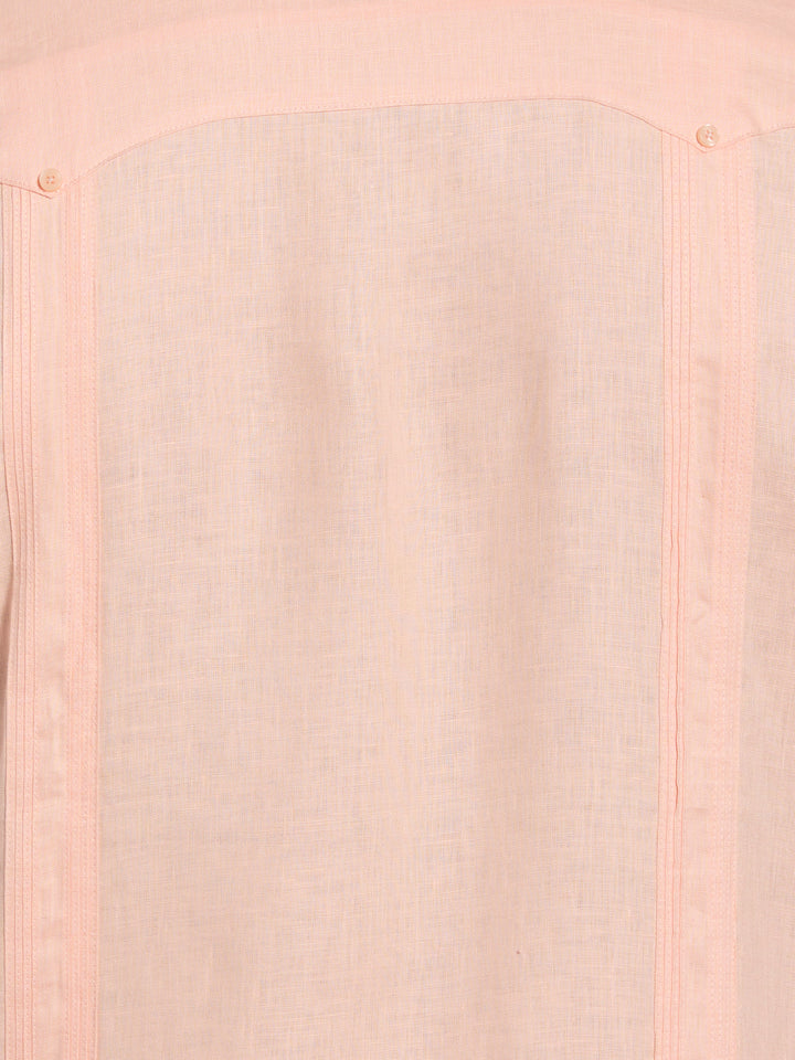 Big & Tall Linen Guayabera Shirt (Peach Parfait) 
