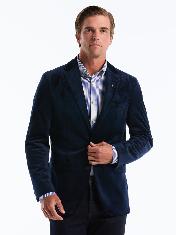 Slim Velvet Dinner Suit Jacket (Dark Sapphire) 