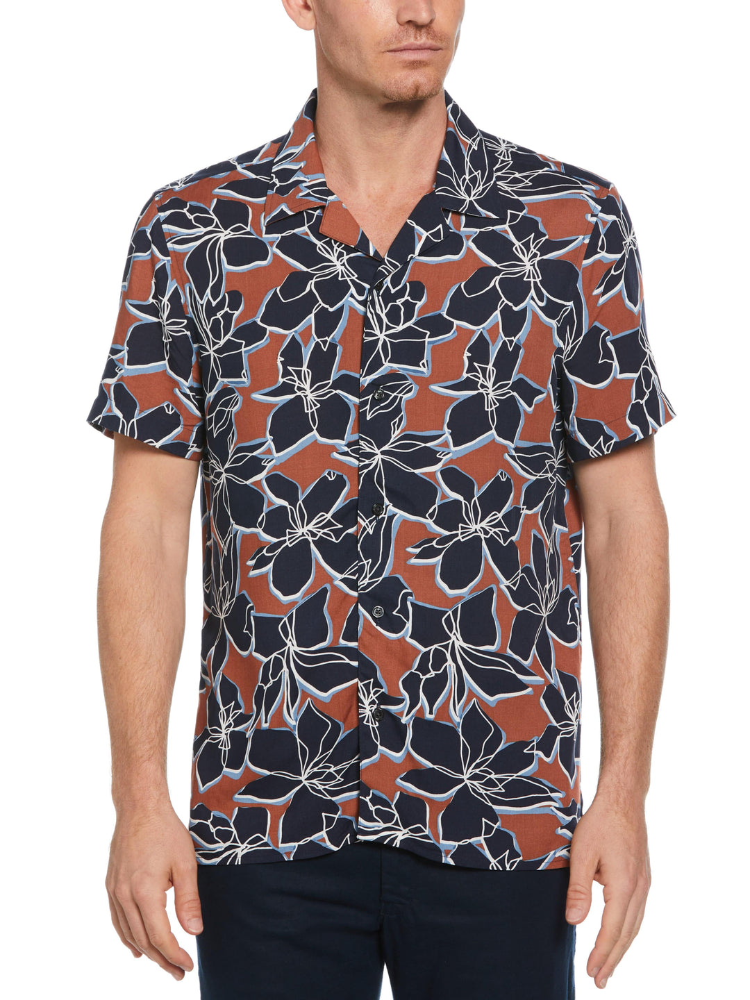 EcoVero™ Soft Floral Print Shirt (Dark Denim) 