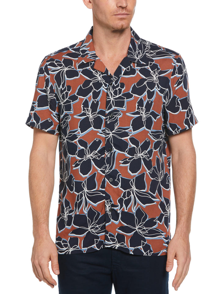 EcoVero™ Soft Floral Print Shirt (Dark Denim) 
