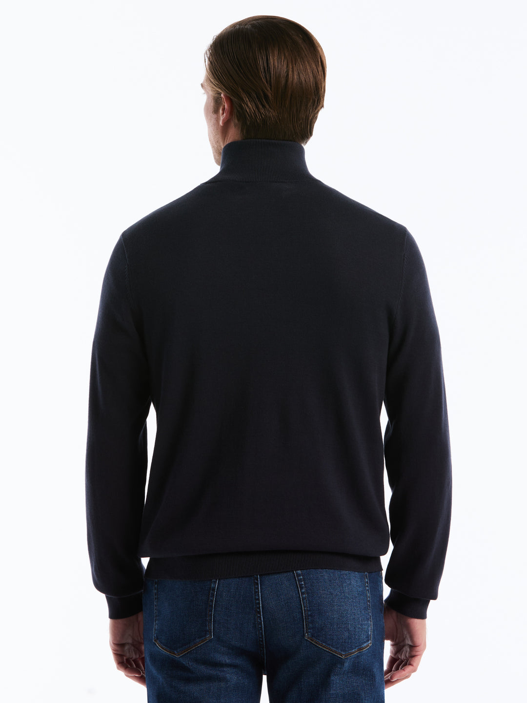1/4 Zip Cotton Jersey Sweater (Dark Sapphire) 