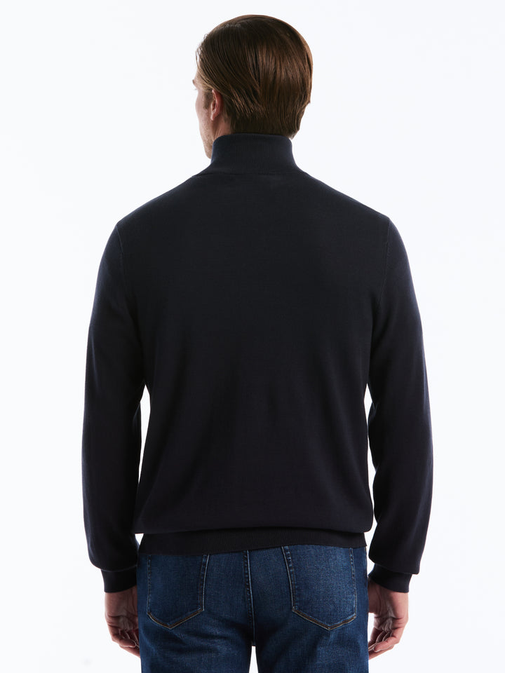 1/4 Zip Cotton Jersey Sweater (Dark Sapphire) 