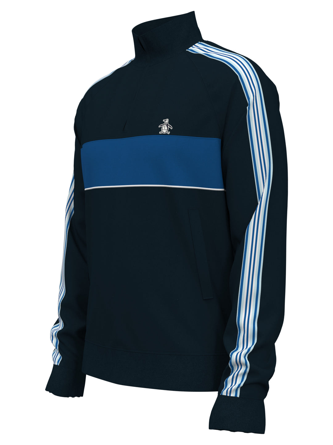 Fleece 1/4 Zip Striped Sweater (Dark Sapphire) 