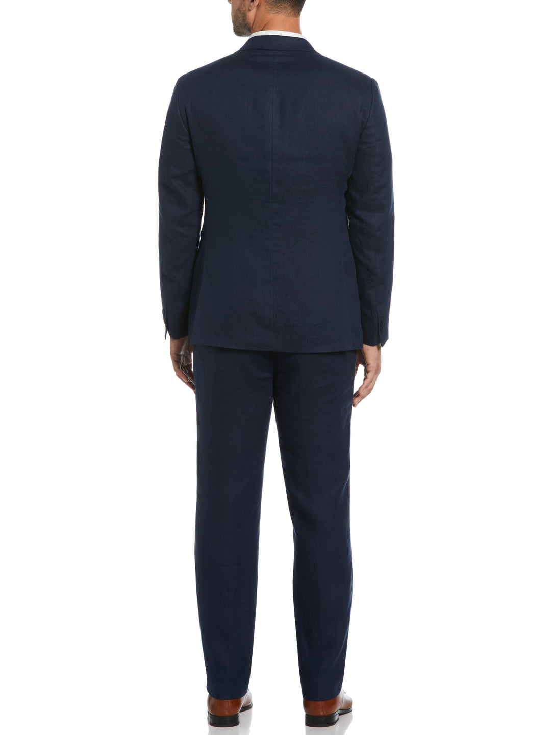 100% Linen Single-Breasted Suit Jacket (Navy) 