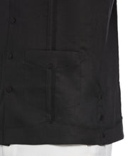 Big and Tall 100% Linen Short Sleeve 4 Pocket Guayabera (Jet Black) 