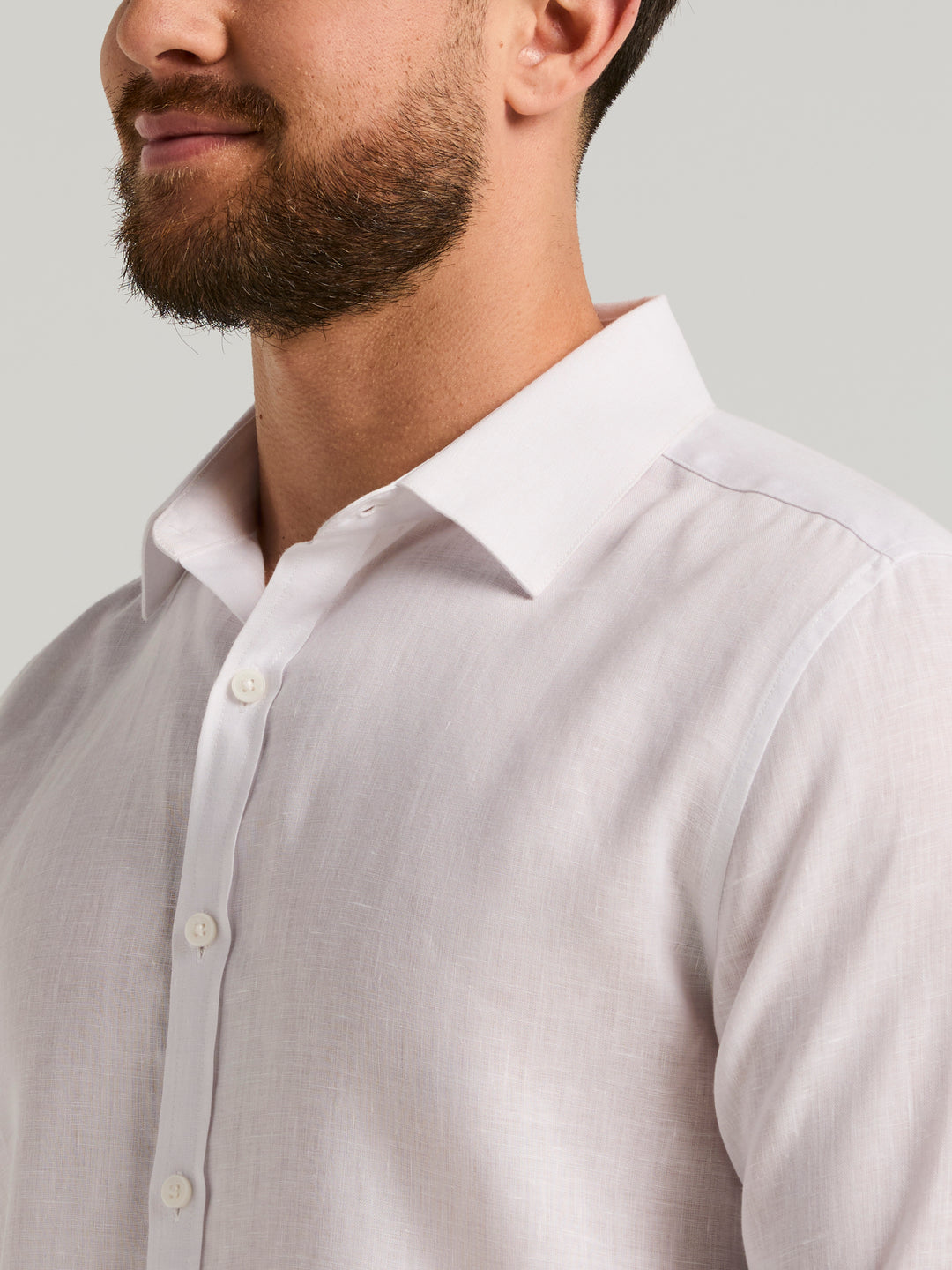 Linen Blend Wrinkle-Resistant Shirt (Brilliant White) 