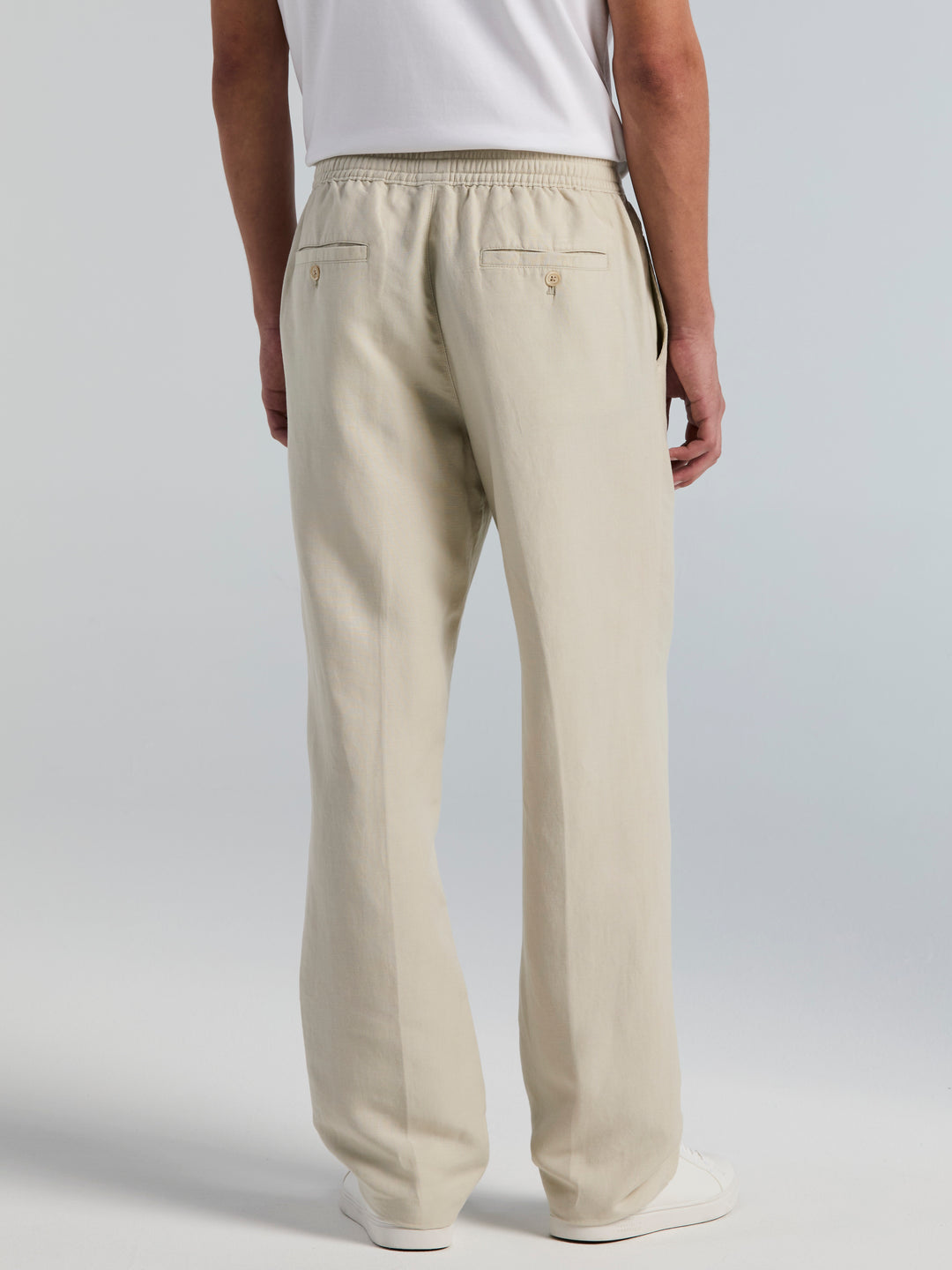 Straight Leg Pull-On Drawstring Pant (Natural Linen) 