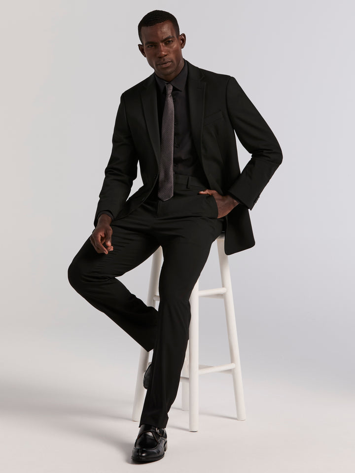 Slim Fit Gabardine Suit Pant (Black) 