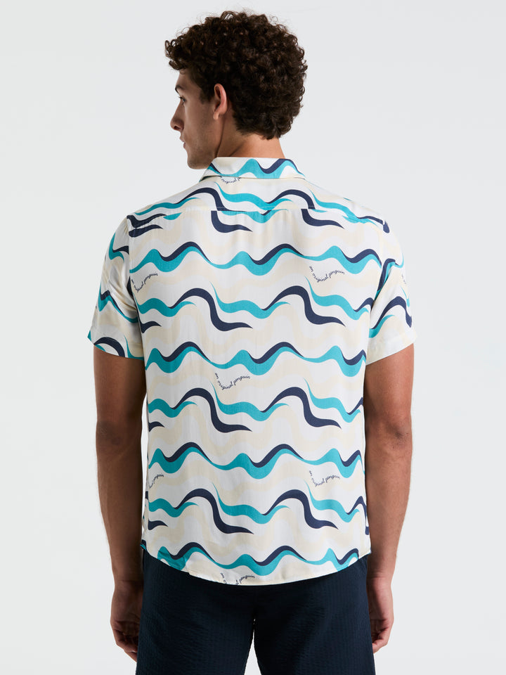 Multiwave All-Over Print Shirt (Bright White) 