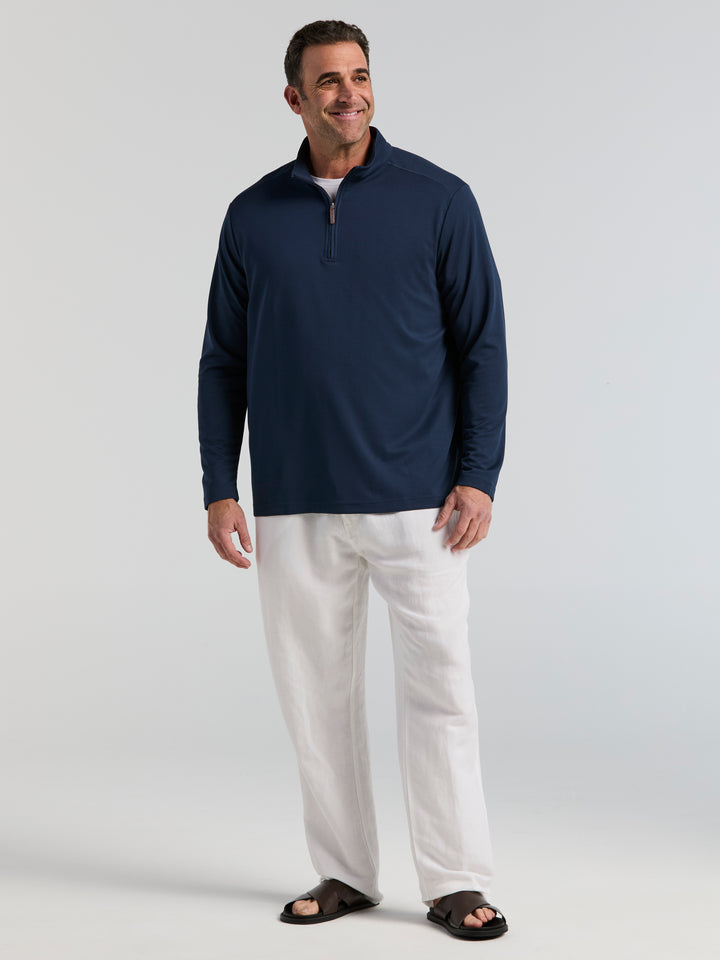 Big & Tall 1/4 Zip Long Sleeve Sweater (Dress Blues) 