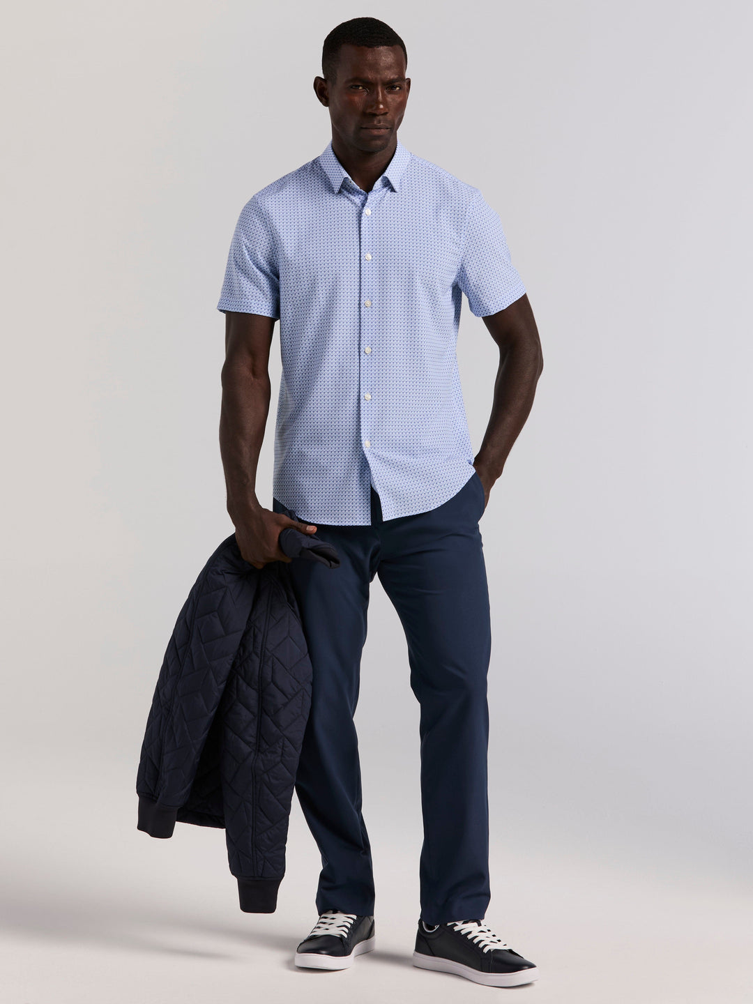 Slim Fit Cube Geometric Print Shirt (Kentucky Blue) 