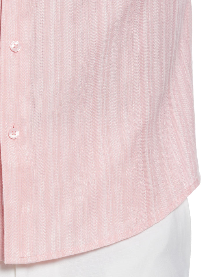Linen Blend Dobby Stripe Print Shirt (Pink Dolphin) 