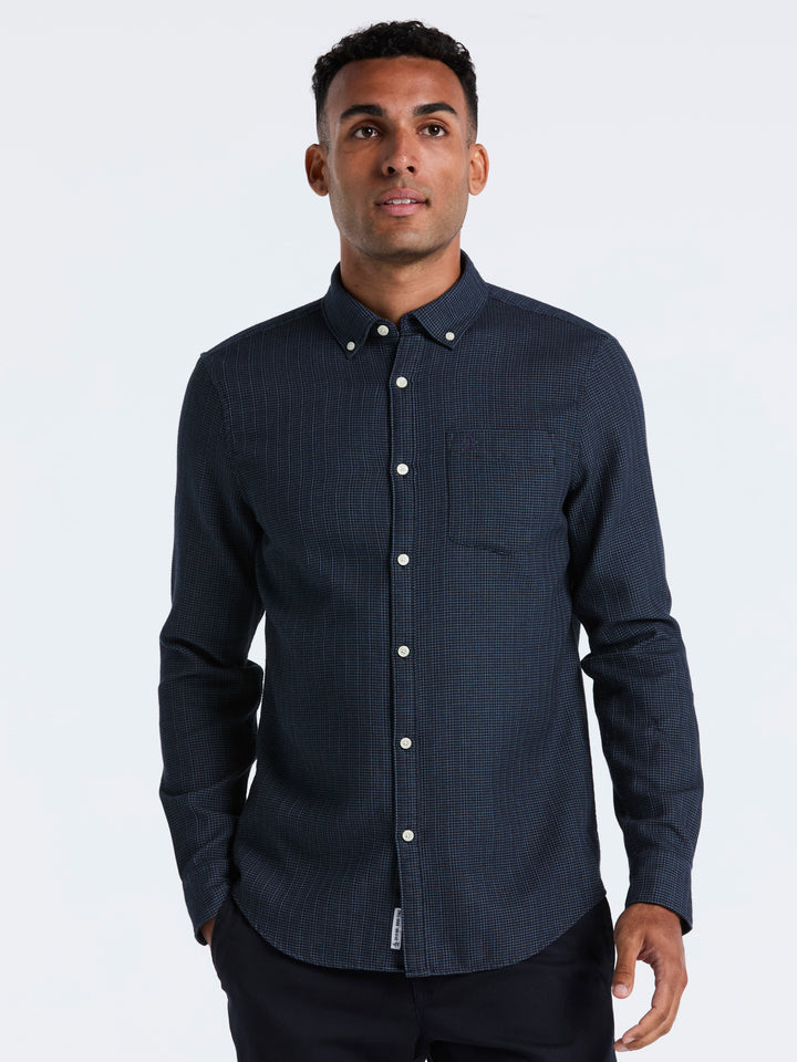 Cotton Waffle Solid Shirt (Dark Sapphire) 