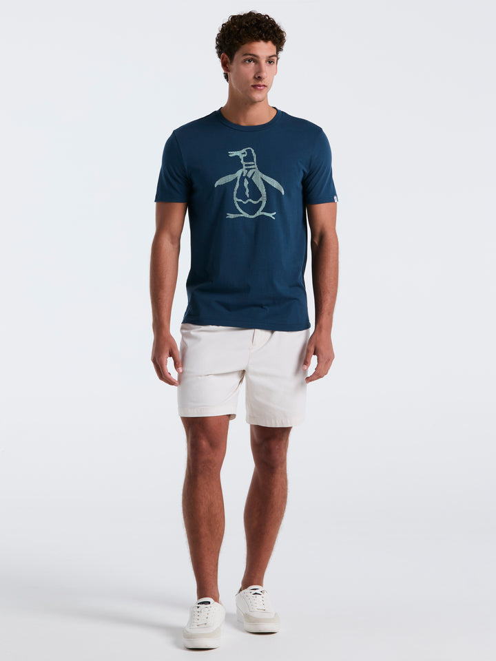 3D Dot Penguin Jersey Graphic Tee (Blue Wing Teal) 