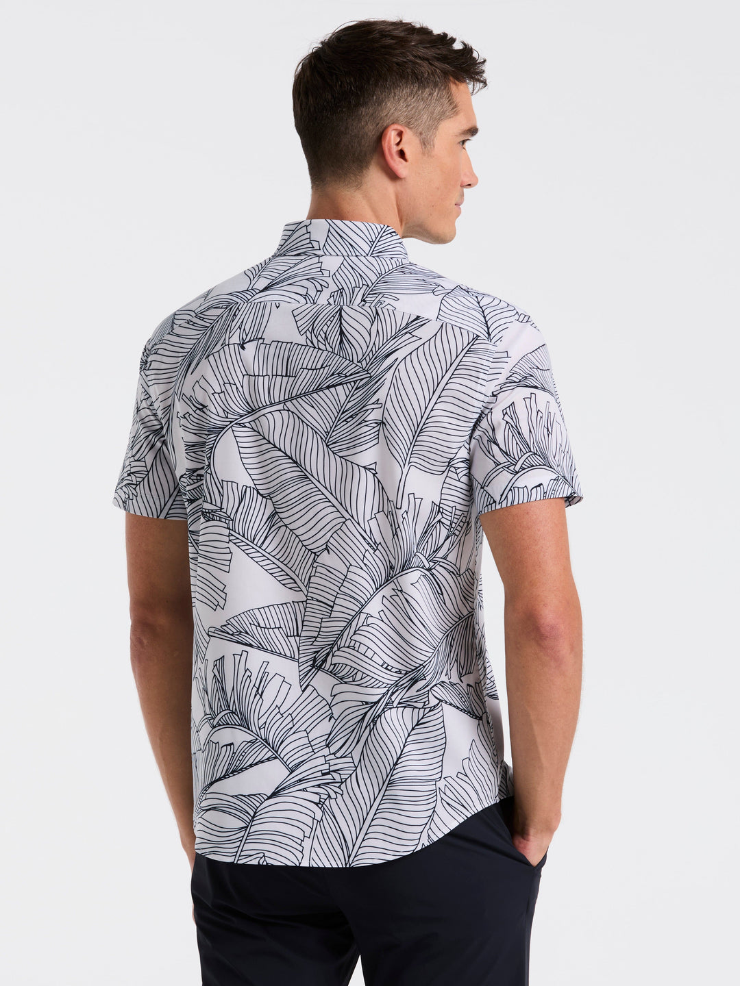 Slim Fit Botanical Print Shirt (Bright White) 