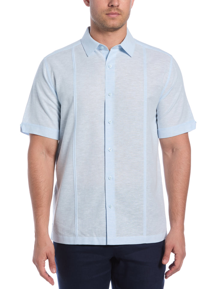 Linen Blend Tuck Panel Shirt (Dream Blue) 