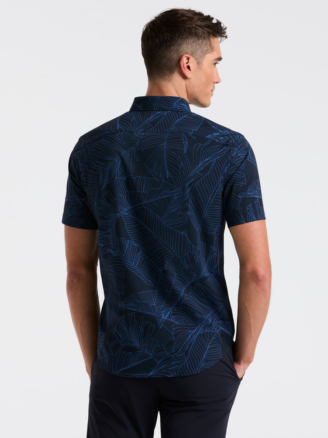Slim Fit Botanical Print Shirt (Dark Sapphire) 