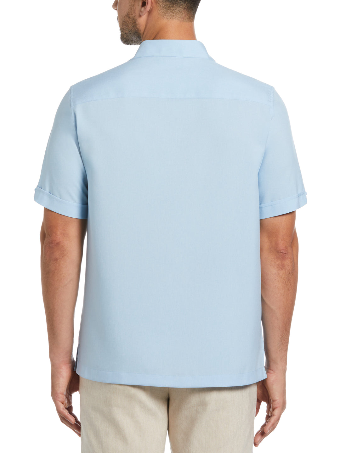 Two-Tone Cross Tuck Chambray Shirt (Cerulean) 
