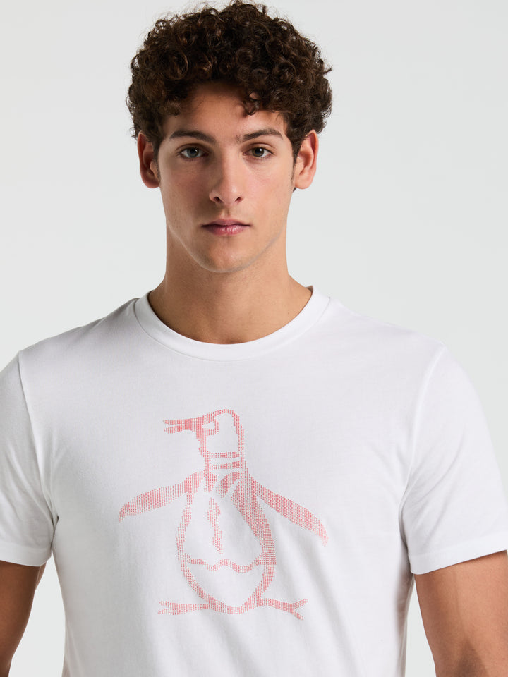 3D Dot Penguin Jersey Graphic Tee (Bright White/Dk Sapph) 
